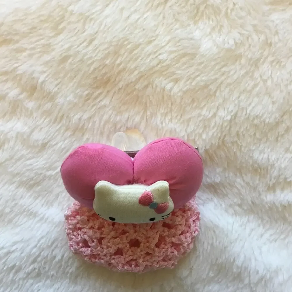 Vintage-Hello Kitty Pink Crochet Oversize Wrap Hair Clip